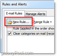 ustvarite novo pravilo v Outlooku 2010