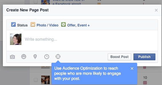 Facebook optimizacija občinstva za ikono objav