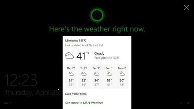 Cortana na zaklenjenem zaslonu Windows 10