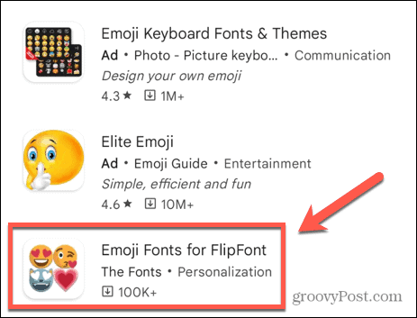 pisave emoji za aplikacijo flipfont