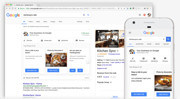Google je v Iskanju Google predstavil novo preprosto in enostavno dostopno poslovno nadzorno ploščo.