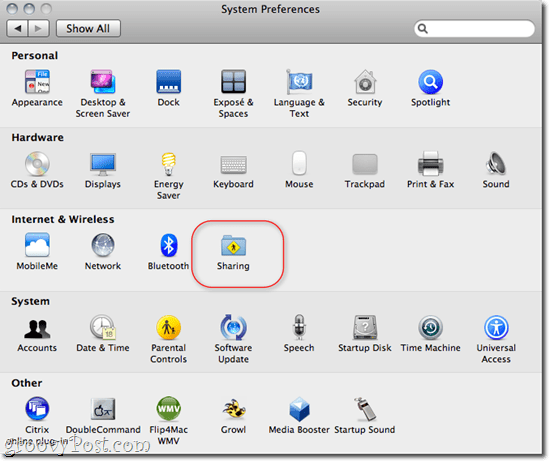Skupna raba datotek in map OS X - Windows 7