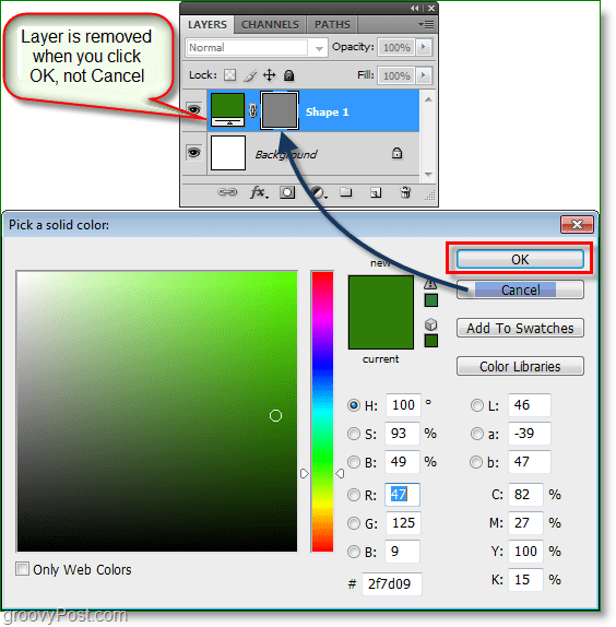 Screenshot Photoshop Color Picker -woohoo deluje, zdaj lahko v Photoshopu uporabljate hitre tipke za izbiranje barv