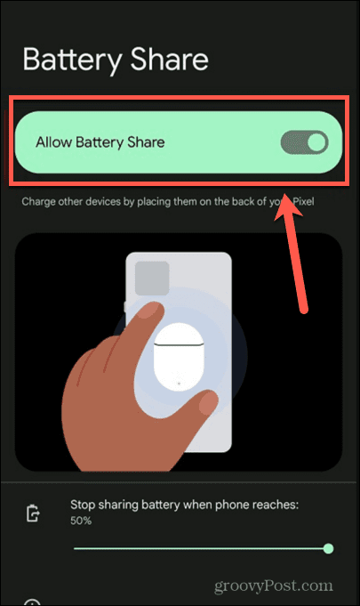 omogoči deljenje baterije
