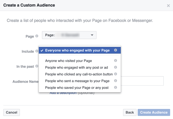 Ustvarite občinstvo po meri ljudi, ki so komunicirali z vašim podjetjem na Facebooku.