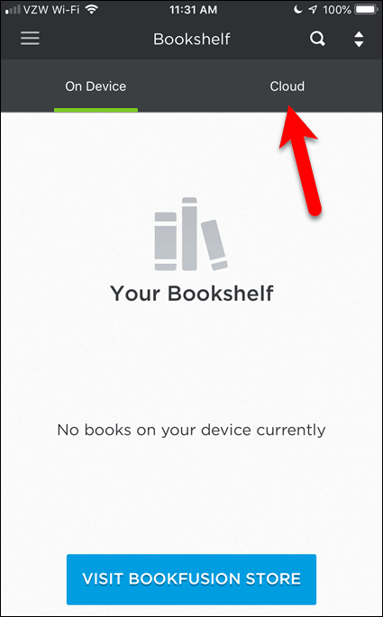 V napravi iOS ni nobene knjige v programu BookFusion