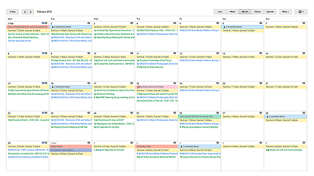 google koledar iical redni dogodki organizirani koledarji univerzitetni študent urejen