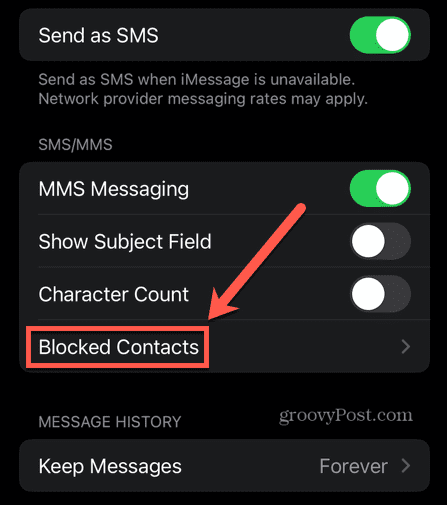 sporočila iphone blokirani stiki
