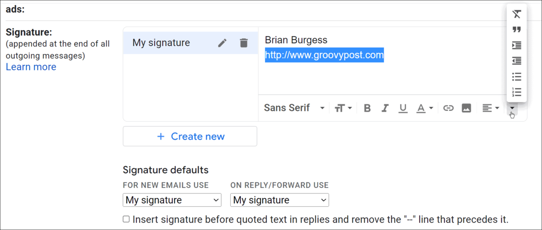 kako spremeniti podpis na gmailu
