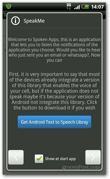 SpeakMe za Android knjižnico besedila v govor