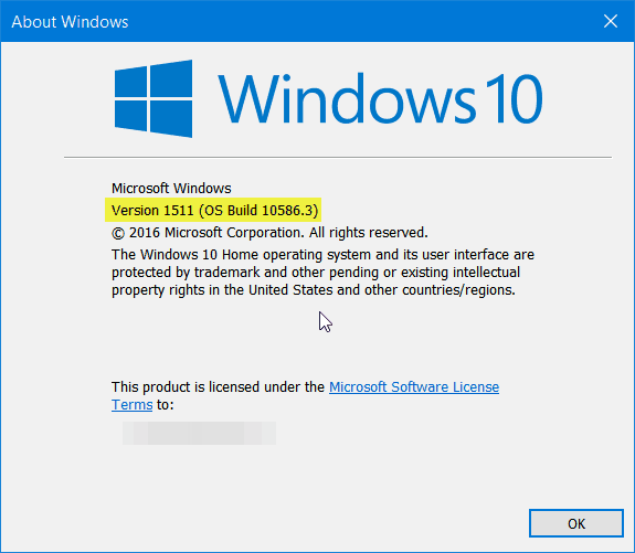 Windows 10 Različica 1511