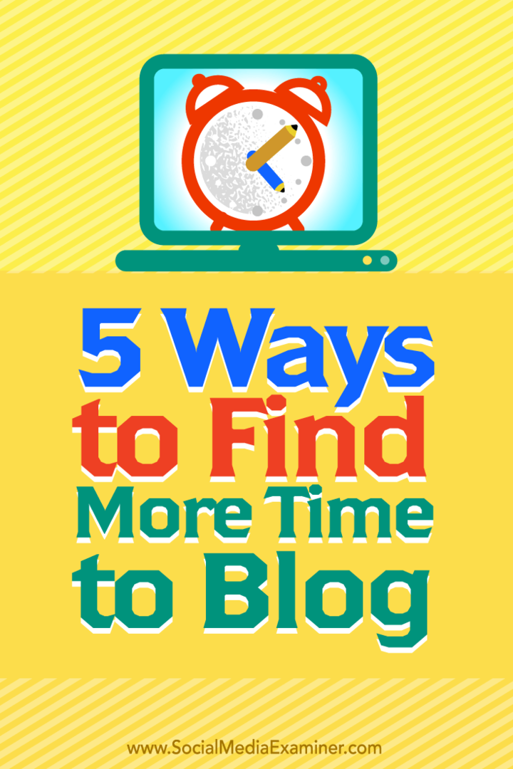 Nasveti za pet načinov, kako najti več časa za blog.