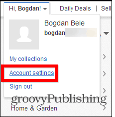 eBay spremenite nastavitve računa za geslo
