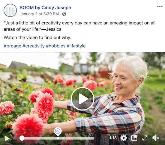 Facebook video objava za BOOM! avtor Cindy Joseph