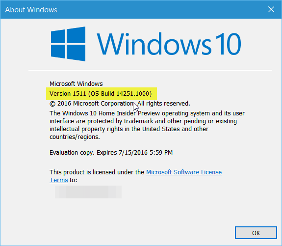 Windows 10 Redstone Preview Build 14251, ki je na voljo za notranje zadeve