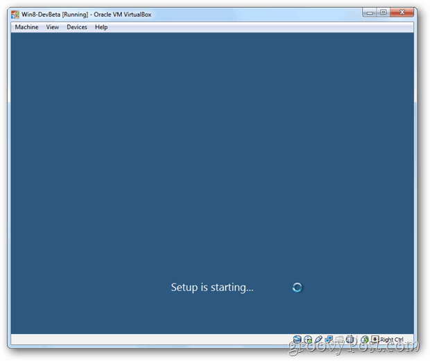Zažene se namestitev programa VirtualBox Windows 8