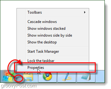 lastnosti opravilne vrstice iz operacijskega sistema Windows 7