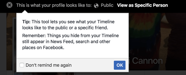 S funkcijo Pogled kot si oglejte, kako se vaš profil na Facebooku prikaže drugim.