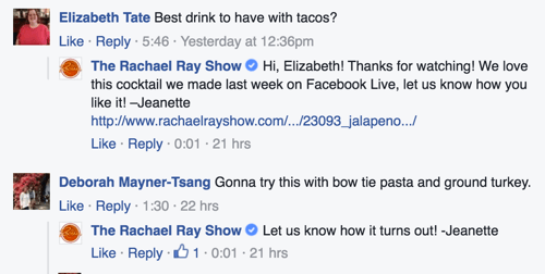 primer rachel ray show facebook komentar odgovori