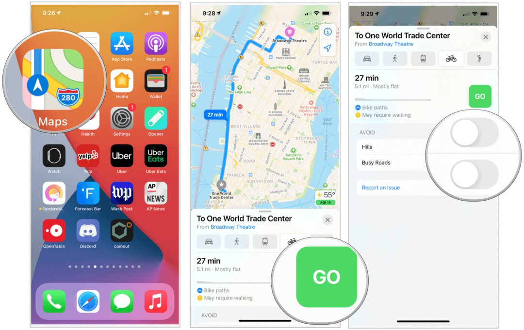 iOS 14 zemljevidi kolesarjenja