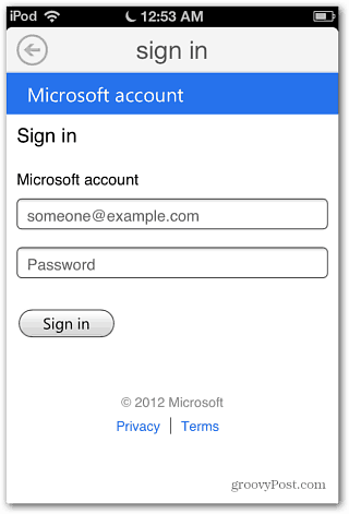 Prijavite se v Microsoftov račun