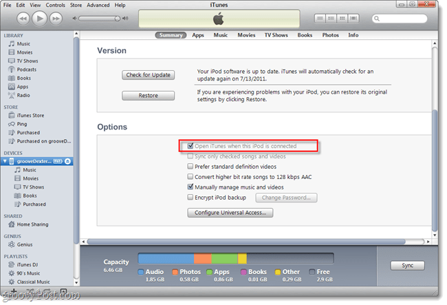 Kako ustaviti iTunes pri samodejnem zagonu, ko priključite iPhone ali IPod