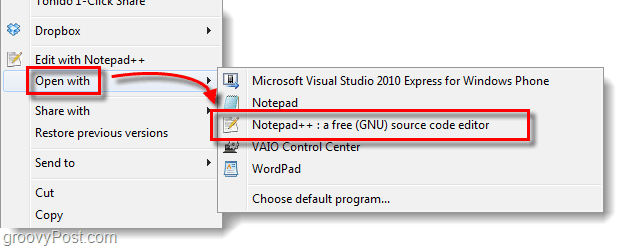 prilagodite odprto s seznamom v operacijskem sistemu Windows 7
