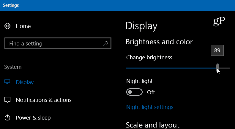 Windows 10 Nastavitve Prikaz svetlosti