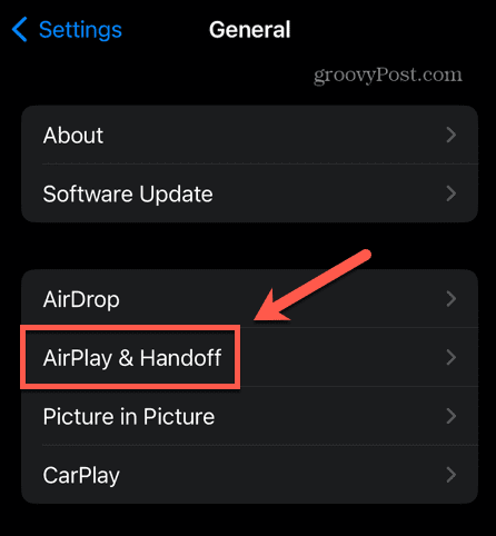 iphone airplay in handoff nastavitve