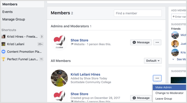 Facebook dodaj profil v skupino kot skrbnik