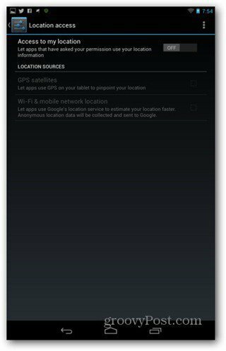 Izboljšajte nastavitve lokacije za življenjsko dobo baterije Nexus 7