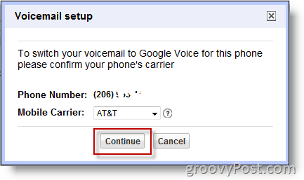 Posnetek zaslona - Omogoči Google Voice na številki, ki ni google