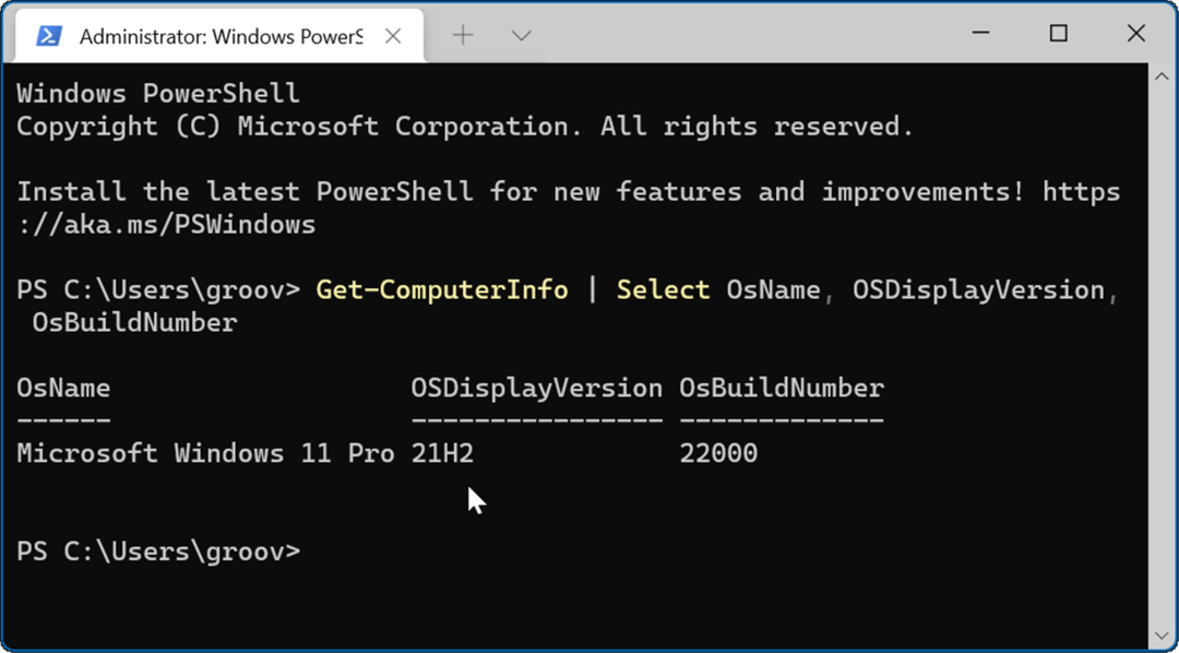 Ukaz PowerShell Windows 11 različica