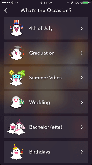 Izberite temo za svoj Snapchat geofilter.