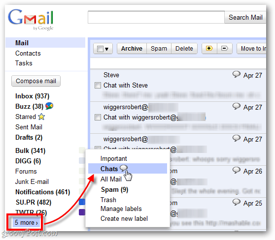 poiščite stare posnete klepete v Gmailu