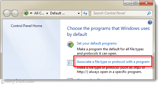 Združite vrsto datoteke s programom
