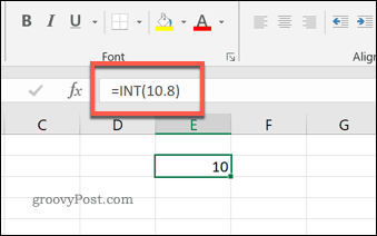 Funkcija INT v Excelu