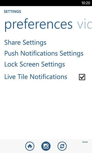 možnosti obveščanja o aplikaciji za Windows Phone