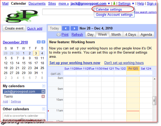 Sinhronizirajte Google Koledar z Outlook 2010