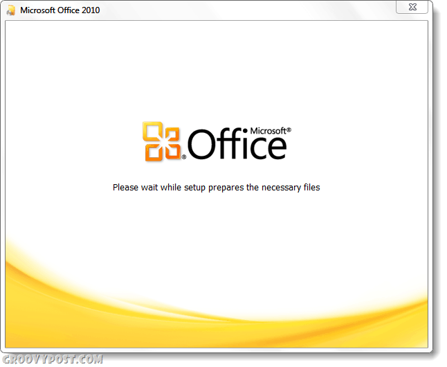Posnetek zaslona namestitvenega programa Office 2010