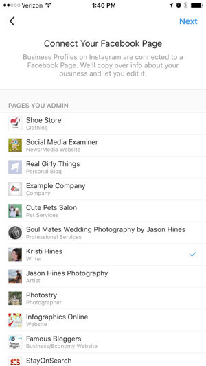 instagram poslovni profil povežite s Facebook stranjo