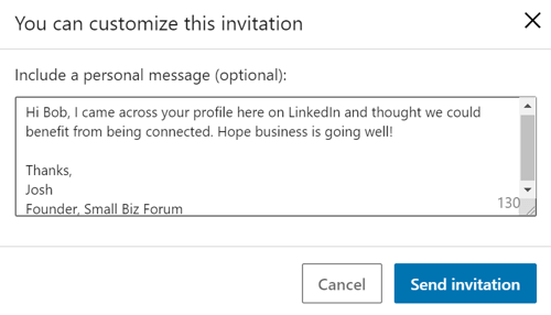 Prilagodite sporočila LinkedIn, korak 4.