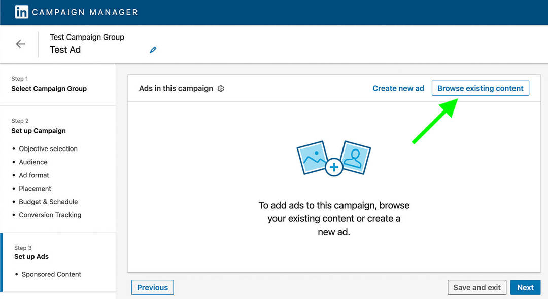 oglaševalske-kampanje-kako-uporabljati-social-proof-in-linkedin-ads-prebrskaj-obstoječo-vsebino-upravitelj-kampanje-primer-12