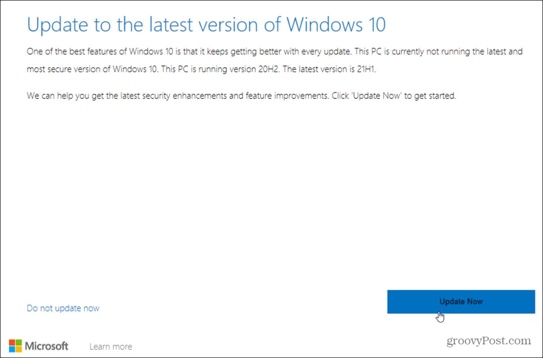 posodobitev na najnovejšo različico Windows 10