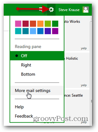 spremenite geslo za Outlook.com - kliknite nastavitve