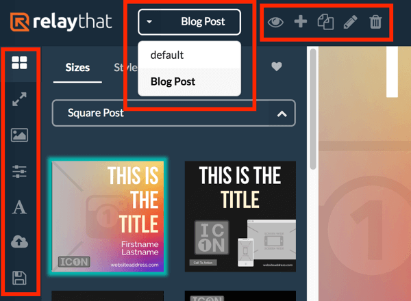 V levem meniju si oglejte različne postavitve za vaš projekt RelayThat, v zgornjem meniju pa izberite svoj projekt.