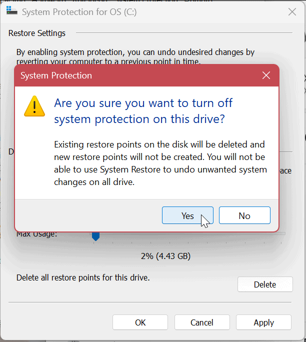 Zaščita sistema za pogone v sistemu Windows 11