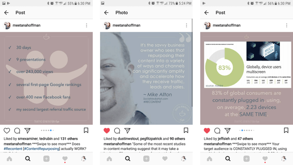 Preoblikujte slike iz prvotne objave v spletnem dnevniku za uporabo v albumih Instagram.