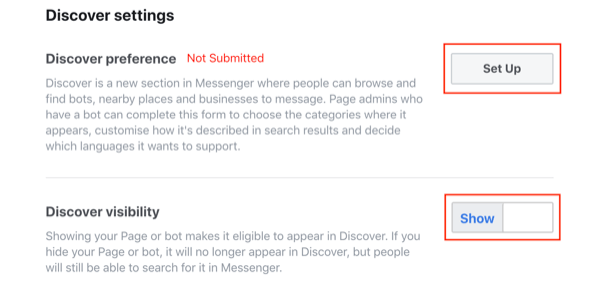 Odprite zavihek Facebook Messenger Discover, 2. korak.