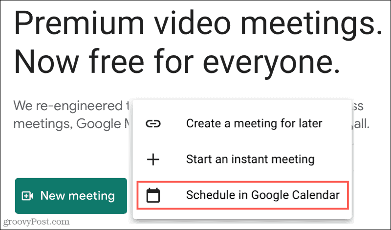 Nov sestanek, razpored v Google Koledarju